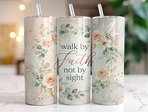 Boho Floral Christian Tumbler Wrap PNG Review