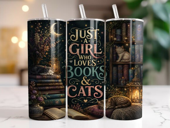 Books and Cats Tumbler Wrap PNG: A Designer's Review