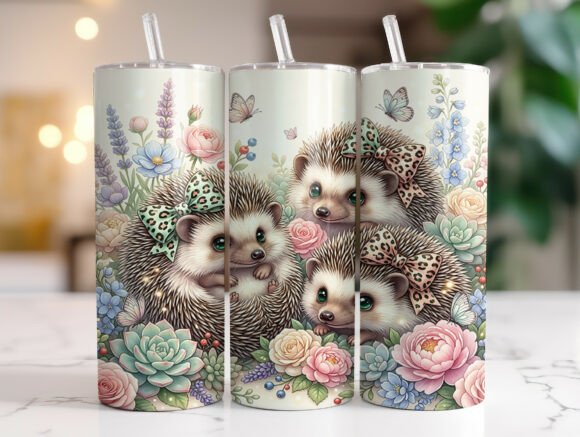 Cute Floral Hedgehog 20 Oz Tumbler Wrap Review