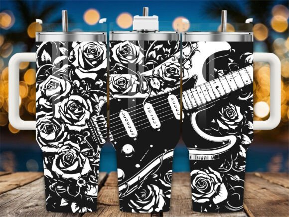 Electric Guitar Rose 40oz Laser Tumbler Design Review