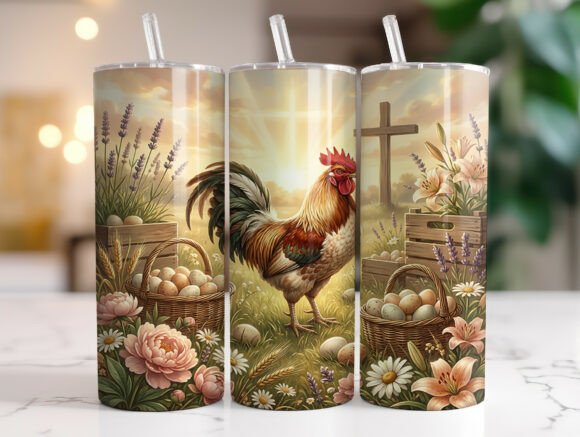Farmhouse Rooster Cross Tumbler Wrap PNG Review