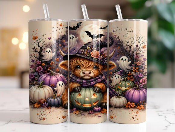 Ghost Pumpkin Highland Cow Tumbler Wrap Review