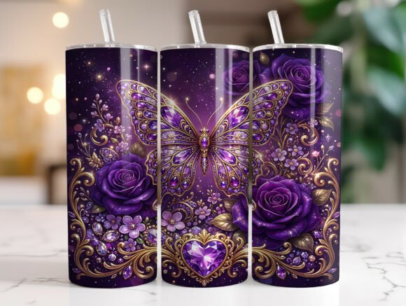 Luxury Purple Jewel Butterfly Tumbler Design Review