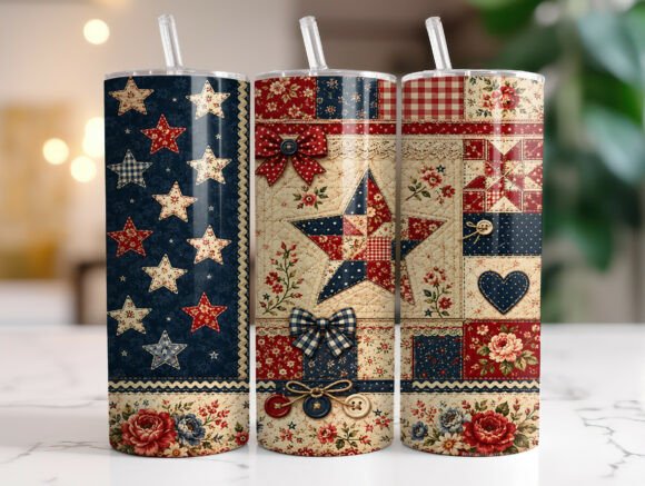 Patriotic Quilt 20oz Tumbler Wrap PNG: A Designer's Take