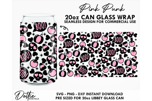 Punk Halloween 20oz Glass Can Wrap SVG Review