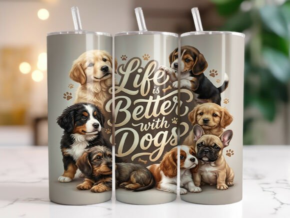 Review: 20oz Life is Better with Dogs Tumbler Design