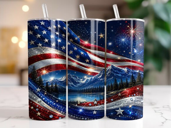 Review: American Flag Fireworks Tumbler Wrap PNG for Crafts