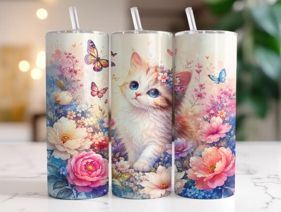 Review: Floral Cat Butterfly 20oz Tumbler Wrap for Embroidery