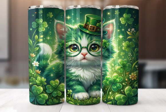 Review: Green Clover Cat St Patricks Day Tumbler Design