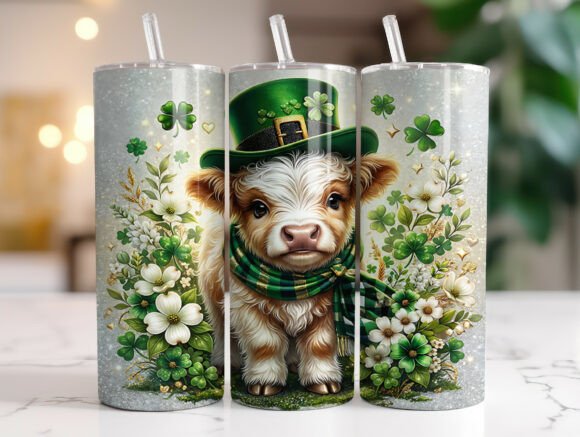Review: Highland Cow St Patrick's Tumbler Wrap Design