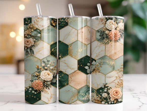 Sage Green Geometric Floral Tumbler Wrap: A Designer's Review