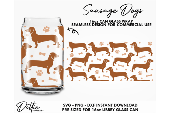 Sausage Dogs 16oz Glass Can Wrap SVG Review
