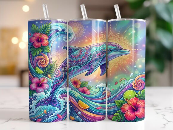 Tropical Dolphin Waves Floral Tumbler: A Designer's Review