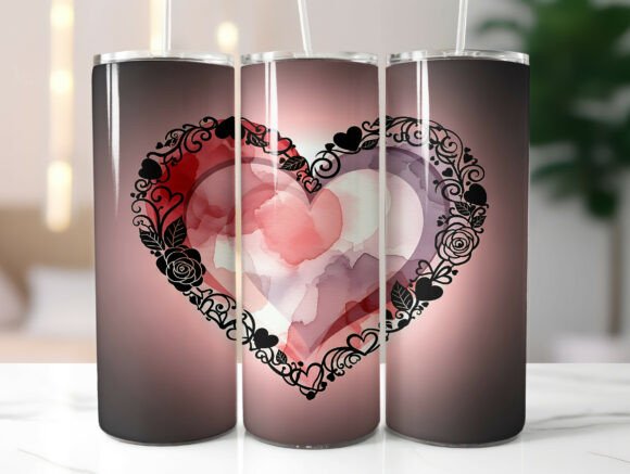 Valentine Heart 20oz Tumbler Wrap PNG: A Designer's Take